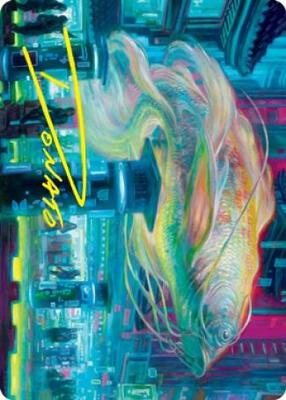 Skyswimmer Koi Art Card (Gold-Stamped Signature) card from Art Series: Kamigawa: Neon Dynasty