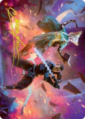 Explosive Entry Art Card (Gold-Stamped Signature) card from Art Series: Kamigawa: Neon Dynasty