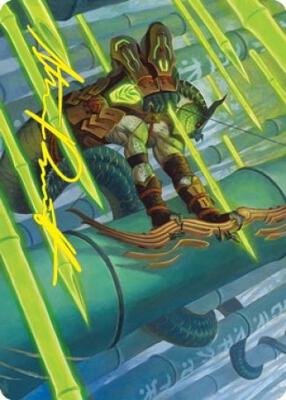 Bamboo Grove Archer Art Card (Gold-Stamped Signature) card from Art Series: Kamigawa: Neon Dynasty