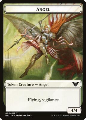 Angel // Elephant Double-Sided Token card from Commander: Kamigawa: Neon Dynasty