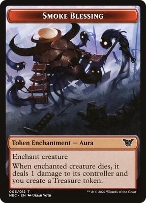 Smoke Blessing // Treasure Double-Sided Token card from Commander: Kamigawa: Neon Dynasty