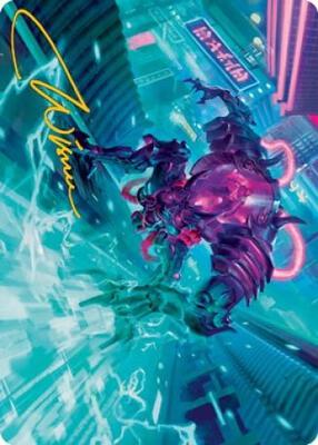 Surgehacker Mech Art Card (Gold-Stamped Signature) card from Art Series: Kamigawa: Neon Dynasty