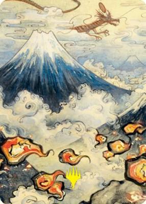 Mountain (299) Art Card (Gold-Stamped Signature) card from Art Series: Kamigawa: Neon Dynasty