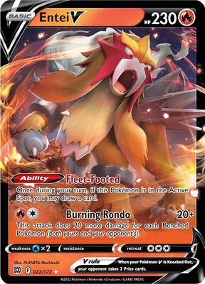 Entei V card from SWSH09: Brilliant Stars
