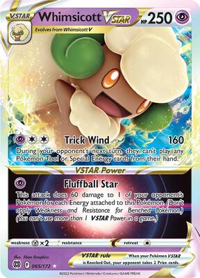 Whimsicott VSTAR card from SWSH09: Brilliant Stars