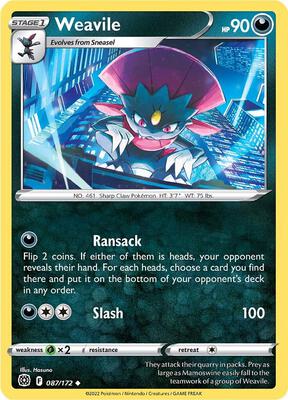Weavile card from SWSH09: Brilliant Stars