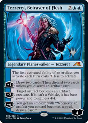 Tezzeret, Betrayer of Flesh card from Promo Pack: Kamigawa: Neon Dynasty