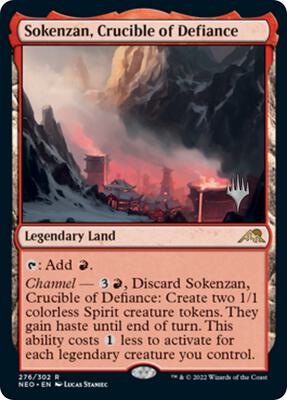 Sokenzan, Crucible of Defiance card from Promo Pack: Kamigawa: Neon Dynasty