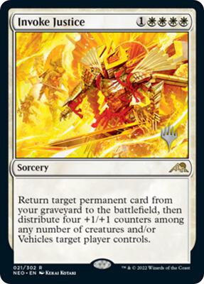 Invoke Justice card from Promo Pack: Kamigawa: Neon Dynasty