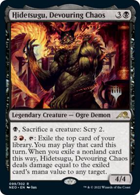 Hidetsugu, Devouring Chaos card from Promo Pack: Kamigawa: Neon Dynasty