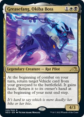 Greasefang, Okiba Boss card from Promo Pack: Kamigawa: Neon Dynasty