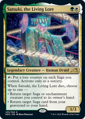 Satsuki, the Living Lore card from Promo Pack: Kamigawa: Neon Dynasty