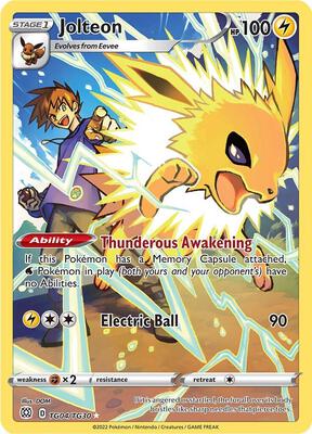 Jolteon card from SWSH09: Brilliant Stars Trainer Gallery