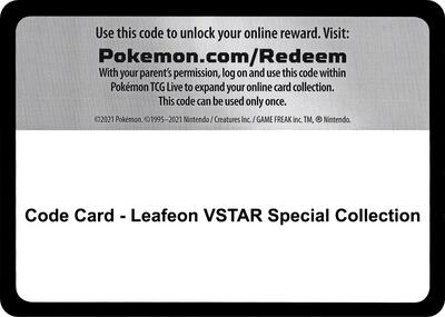 Code Card - Leafeon VSTAR Special Collection card from SWSH09: Brilliant Stars