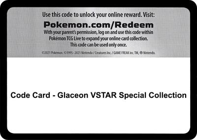 Code Card - Glaceon VSTAR Special Collection card from SWSH09: Brilliant Stars