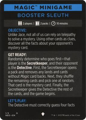 Magic Minigame: Booster Sleuth card from Kamigawa: Neon Dynasty