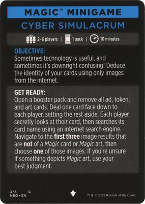Magic Minigame: Cyber Simulacrum card from Kamigawa: Neon Dynasty