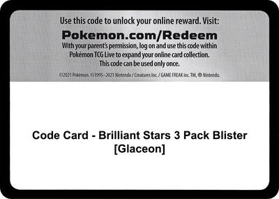 Code Card - Brilliant Stars 3 Pack Blister [Glaceon] card from SWSH09: Brilliant Stars