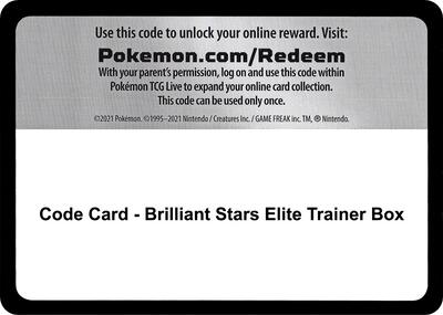 Code Card - Brilliant Stars Elite Trainer Box card from SWSH09: Brilliant Stars