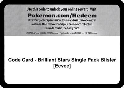 Code Card - Brilliant Stars Single Pack Blister [Eevee] card from SWSH09: Brilliant Stars