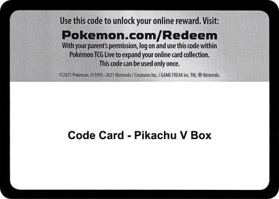 Code Card - Pikachu V Box card from Miscellaneous Cards & Products
