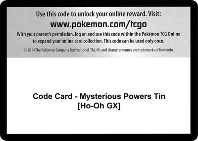 Code Card - Mysterious Powers Tin [Ho-Oh GX] card from SM - Burning Shadows