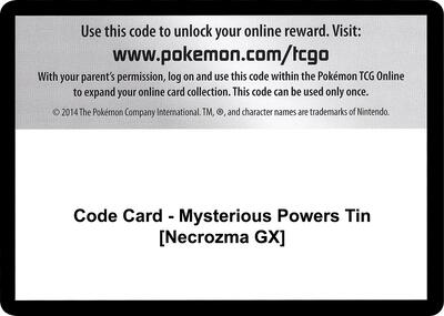 Code Card - Mysterious Powers Tin [Necrozma GX] card from SM - Burning Shadows