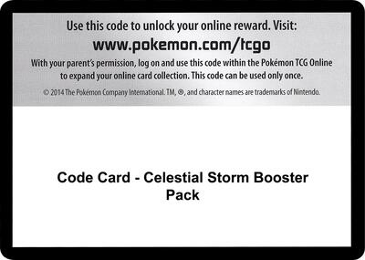 Code Card - Celestial Storm Booster Pack card from SM - Celestial Storm