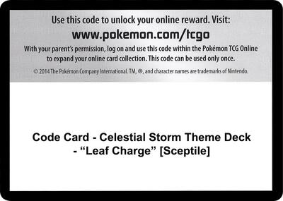 Code Card - Celestial Storm Theme Deck - "Leaf Charge" [Sceptile] card from SM - Celestial Storm