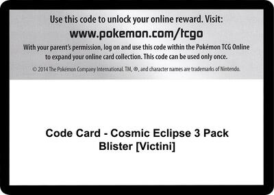 Code Card - Cosmic Eclipse 3 Pack Blister [Victini] card from SM - Cosmic Eclipse