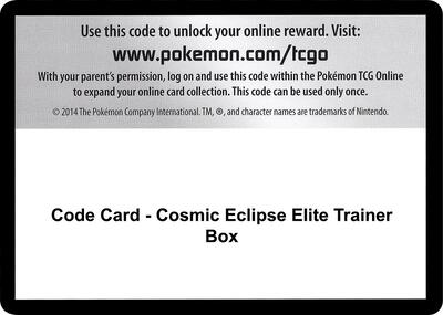 Code Card - Cosmic Eclipse Elite Trainer Box card from SM - Cosmic Eclipse