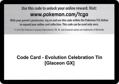 Code Card - Evolution Celebration Tin [Glaceon GX] card from SM - Celestial Storm