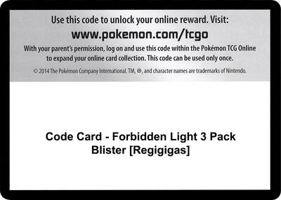 Code Card - Forbidden Light 3 Pack Blister [Regigigas] card from SM - Forbidden Light
