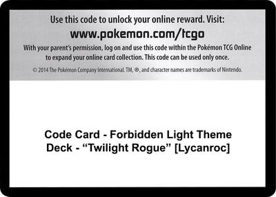 Code Card - Forbidden Light Theme Deck - "Twilight Rogue" [Lycanroc] card from SM - Forbidden Light