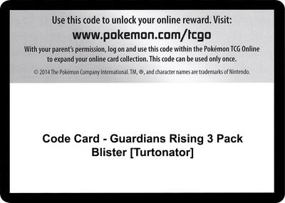 Code Card - Guardians Rising 3 Pack Blister [Turtonator] card from SM - Guardians Rising