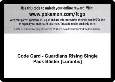 Code Card - Guardians Rising Single Pack Blister [Lurantis] card from SM - Guardians Rising