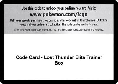 Code Card - Lost Thunder Elite Trainer Box card from SM - Lost Thunder