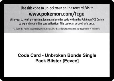 Code Card - Unbroken Bonds Single Pack Blister [Eevee] card from SM - Unbroken Bonds