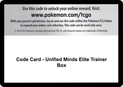Code Card - Unified Minds Elite Trainer Box card from SM - Unified Minds