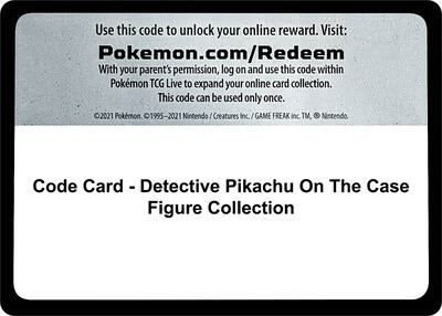 Code Card - Detective Pikachu On The Case Figure Collection card from Detective Pikachu