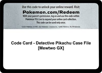 Code Card - Detective Pikachu Case File [Mewtwo GX] card from Detective Pikachu