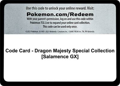 Code Card - Dragon Majesty Special Collection [Salamence GX] card from Dragon Majesty