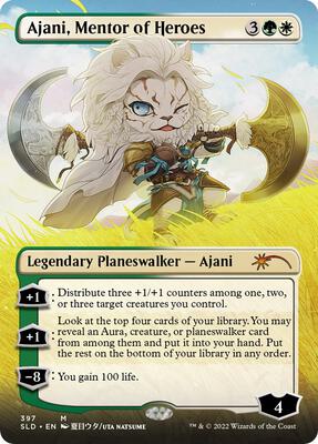 Ajani, Mentor of Heroes (Borderless) card from Secret Lair Drop Series