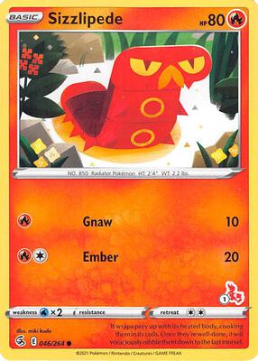 Sizzlipede - 046/264 (#1 Cinderace Stamped) card from Battle Academy 2022