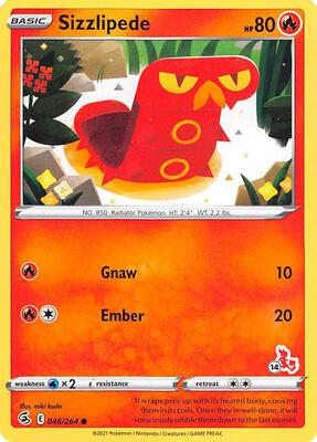 Sizzlipede - 046/264 (#14 Cinderace Stamped) card from Battle Academy 2022
