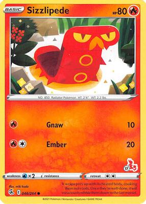 Sizzlipede - 046/264 (#17 Cinderace Stamped) card from Battle Academy 2022