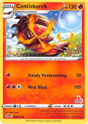 Centiskorch - 049/264 (#15 Cinderace Stamped) card from Battle Academy 2022