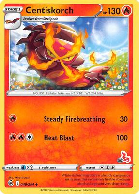 Centiskorch - 049/264 (#30 Cinderace Stamped) card from Battle Academy 2022