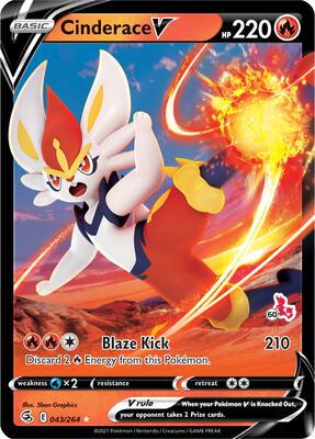 Cinderace V - 043/264 (#60 Cinderace Stamped) card from Battle Academy 2022