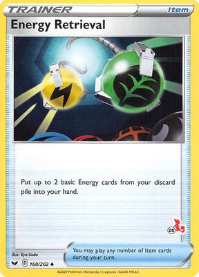 Energy Retrieval - 160/202 (#25 Cinderace Stamped) card from Battle Academy 2022